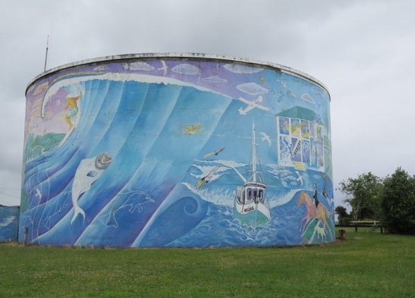 The water tower mural restored