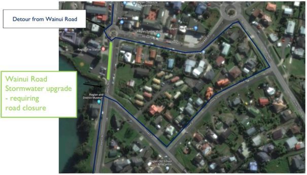 Council works have closed Wainui Road to vehicles