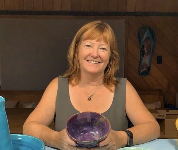 Robyn Marsters showing off a beautiful glaze